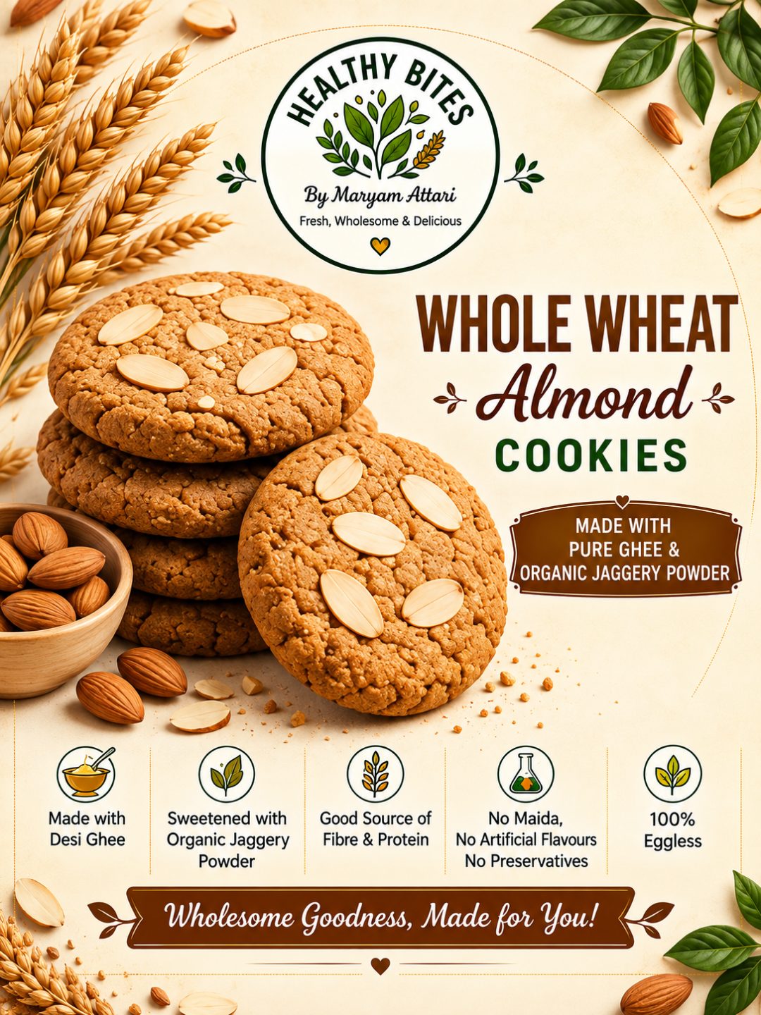 Whole Wheat Almond Cookies
